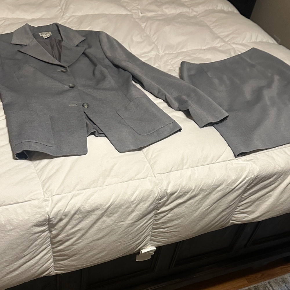 LOFT Gray Blazer and Skirt Set